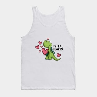 I Steal Hearts Dinosaur Valentines Day Tank Top